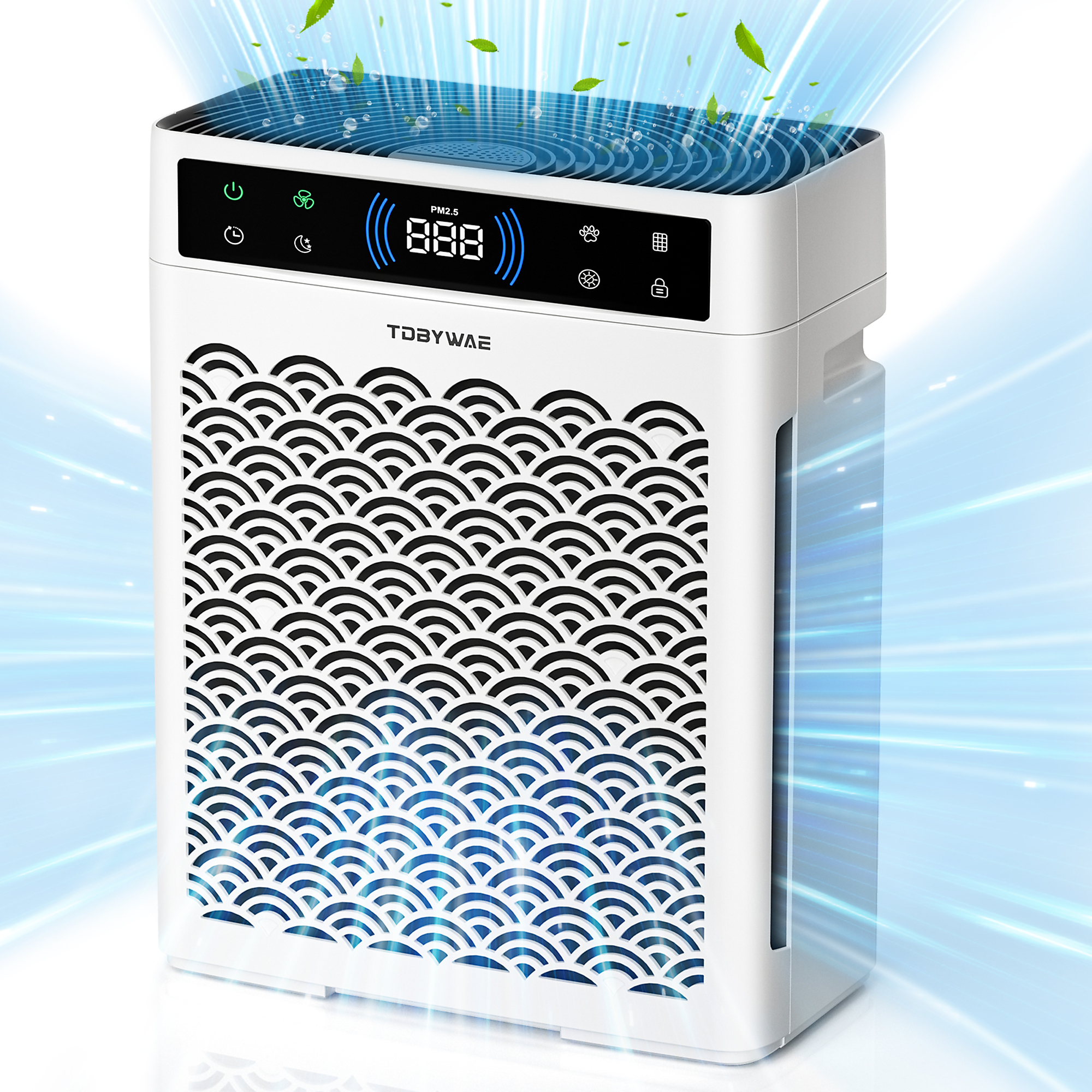 EdenDirect HEPA Air Purifier — 2250 Sq. Ft. Coverage, Air Quality Sensor, Pet Mode, Timer, Model# NTE-AP020TKV01